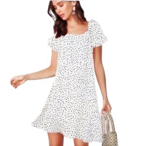 Women's Loft Linen Blend Polka Dot Dress Sz 4